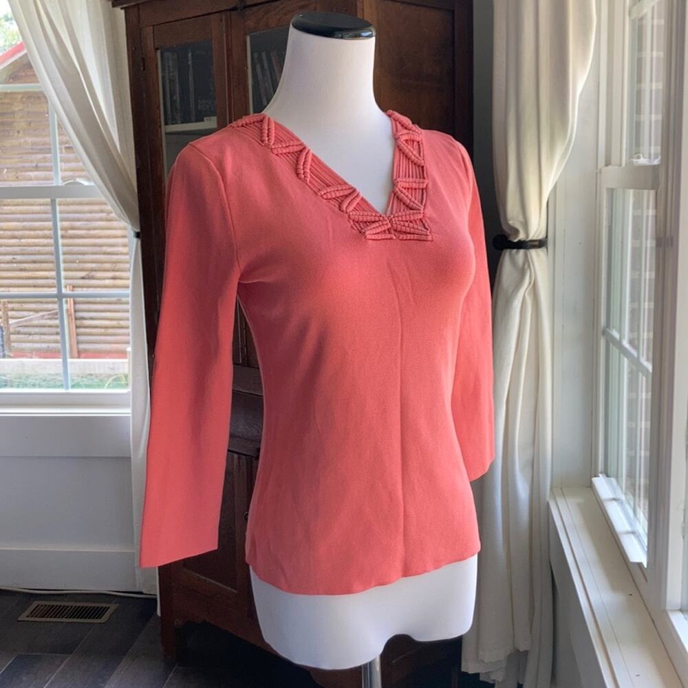 cable & gauge Salmon 3/4 Sleeve Stretch Top, SP